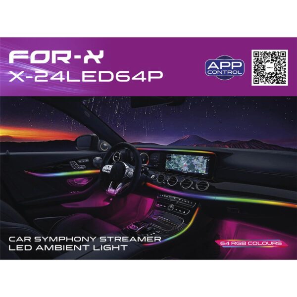 FOR-X X24LED64P APP Kontrollü Ambiyans LED FOR-X X24LED64P APP kontrollü 64 renk araç içi ambiyans LED sistemi